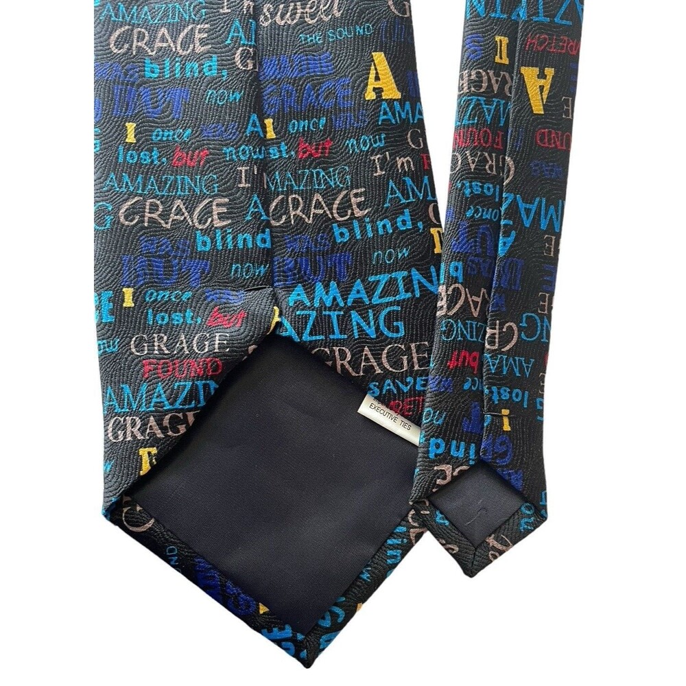 Roberto Cellini Amazing Grace Tie Religious Christian Hymn Choir Music Lyrics - Picture 3 of 7